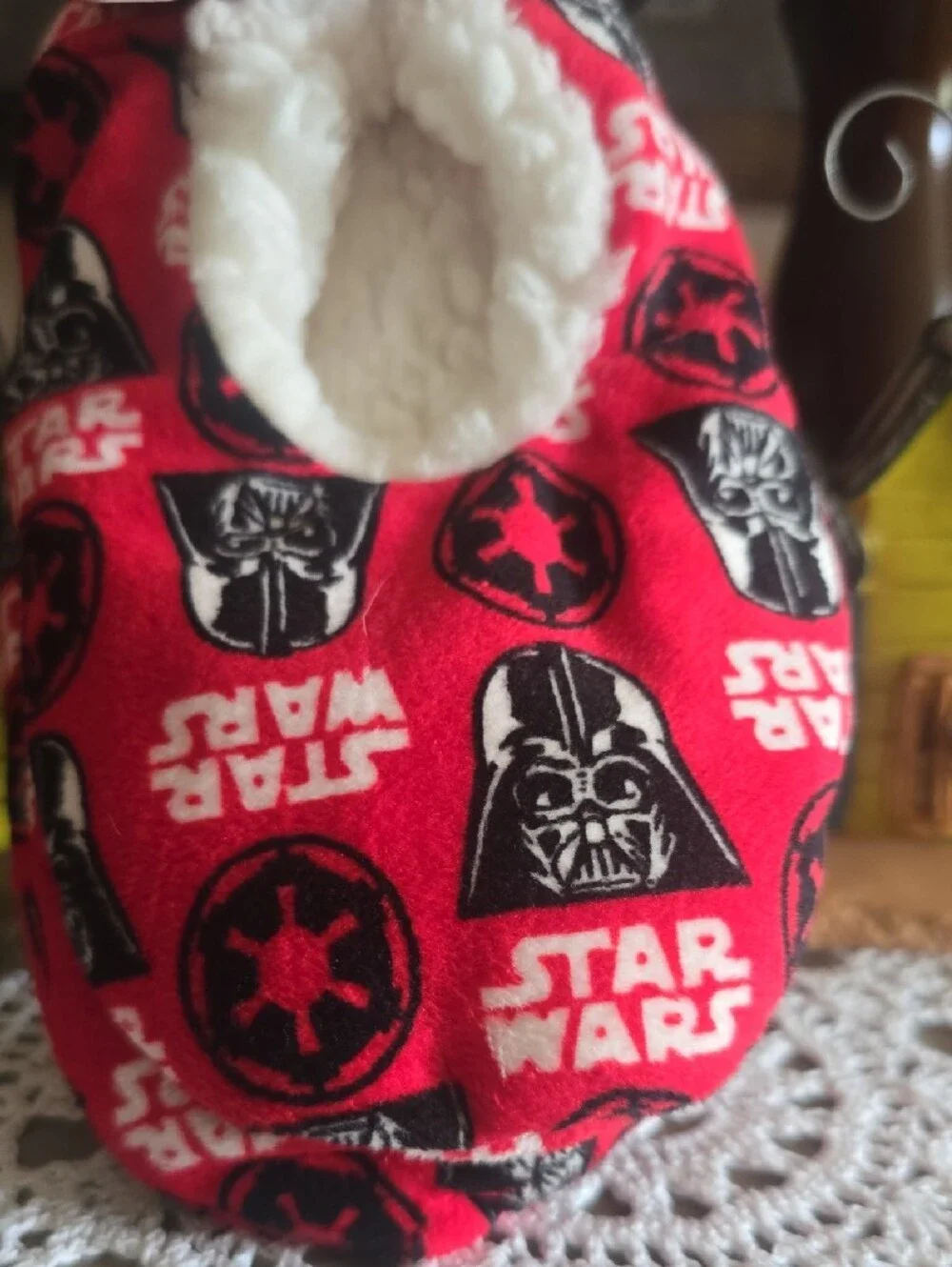 Star Wars Red & Black Darth Vader Fuzzy Slipper Socks for Kids